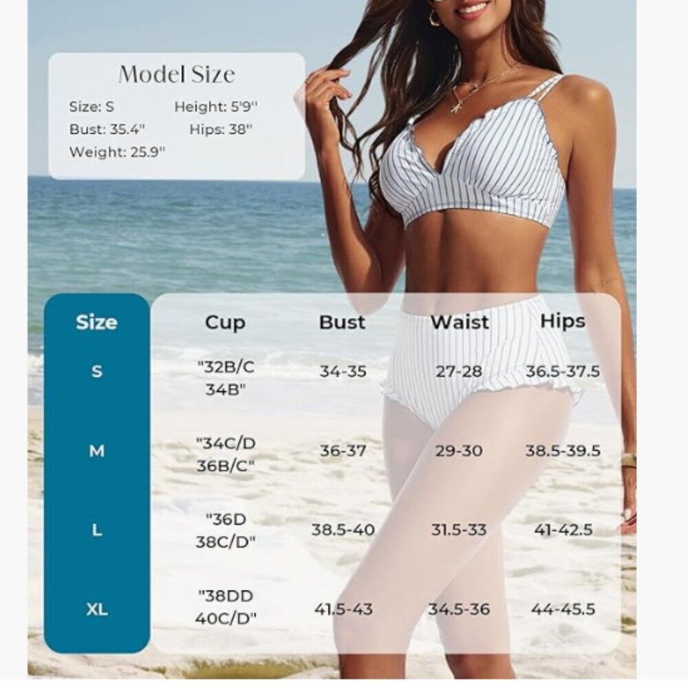 NWT Ruffled High Waisted Bikini Set Size L - Picture 4 of 4